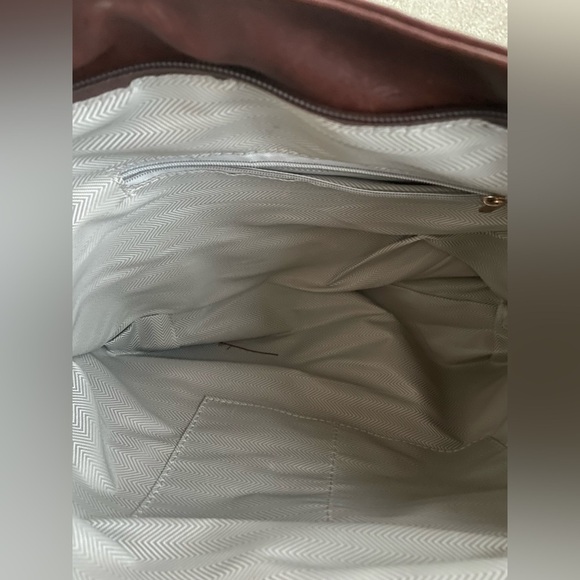 Geometric Brown Faux Leather Strap Hobo / Retro Style Lightweight Crossbody Bag - Picture 3 of 4